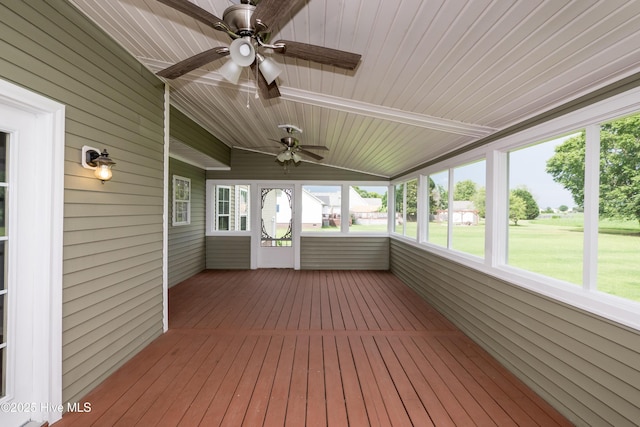 115 Billets Bridge Rd, Camden, NC 27921 - unfurnished sunroom with ceiling fan and vaulted ceiling
