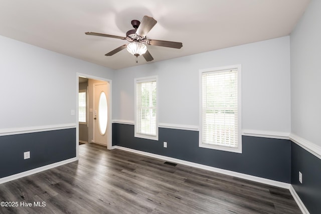 115 Billets Bridge Rd, Camden, NC 27921 - unfurnished room with wood finished floors and ceiling fan
