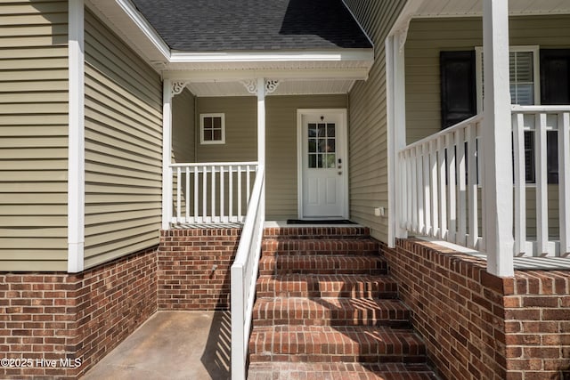 115 Billets Bridge Rd, Camden, NC 27921 - doorway to property featuring a porch and roof with shingles