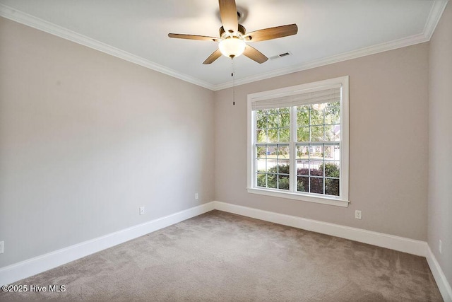 428 Windchime Dr, Wilmington, NC 28412 - carpeted empty room featuring a ceiling fan and ornamental molding