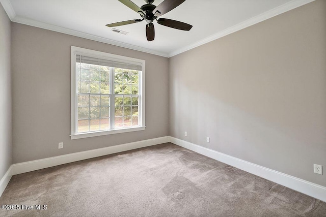 428 Windchime Dr, Wilmington, NC 28412 - carpeted spare room with ornamental molding and a ceiling fan