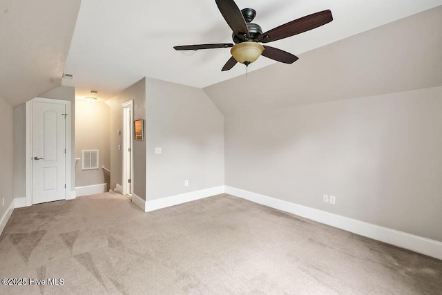 428 Windchime Dr, Wilmington, NC 28412 - bonus room with ceiling fan, vaulted ceiling, and light carpet