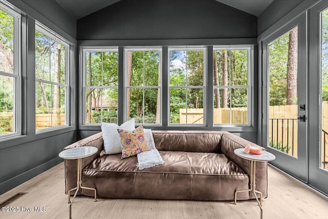 575 E Morganton Rd, Southern Pines, NC 28387 - sunroom featuring lofted ceiling, healthy amount of natural light, and wood finished floors