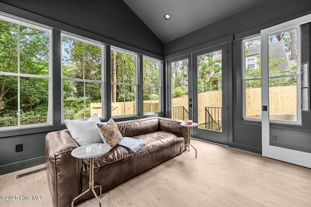 575 E Morganton Rd, Southern Pines, NC 28387 - sunroom with vaulted ceiling, french doors, and wood finished floors