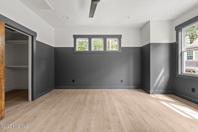 575 E Morganton Rd, Southern Pines, NC 28387 - unfurnished bedroom with light wood-type flooring, ceiling fan, and recessed lighting