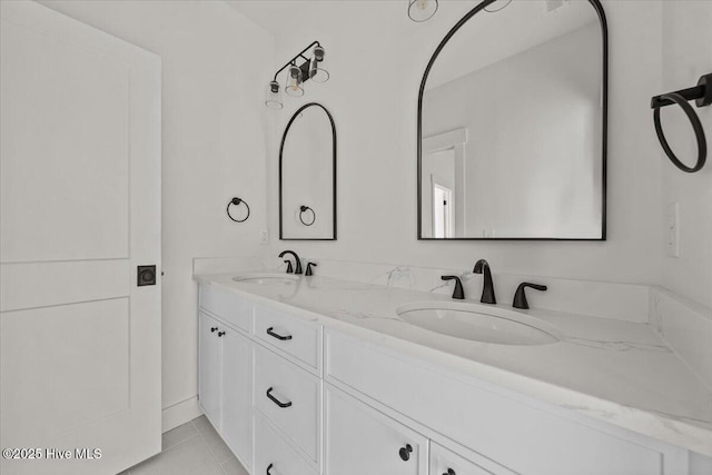 575 E Morganton Rd, Southern Pines, NC 28387 - bathroom with double vanity and tile patterned floors