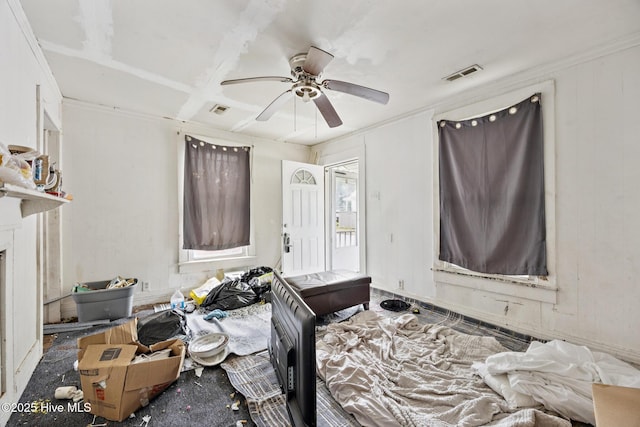 115 Wright St, Wilmington, NC 28401 - bedroom featuring ceiling fan and a fireplace