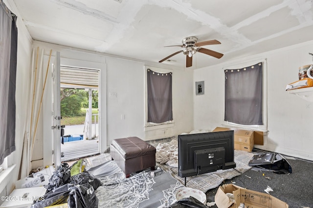 115 Wright St, Wilmington, NC 28401 - living area with a ceiling fan and crown molding