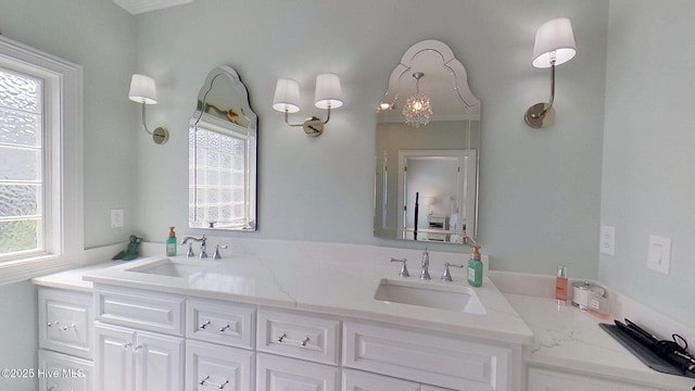812 Vineyard Dr, New Bern, NC 28562 - bathroom with plenty of natural light and double vanity