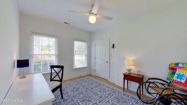 812 Vineyard Dr, New Bern, NC 28562 - office space featuring light wood finished floors and a ceiling fan