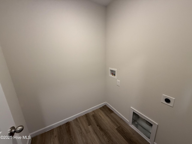 37 Chloe Ct, Selma, NC 27576 - laundry room featuring washer hookup, electric dryer hookup, and dark wood-style floors