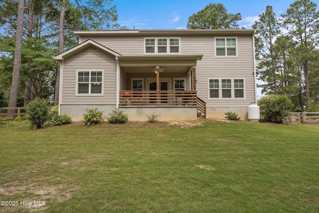 28 Winding Trl, Whispering Pines, NC 28327 - back of property with covered porch and a ceiling fan