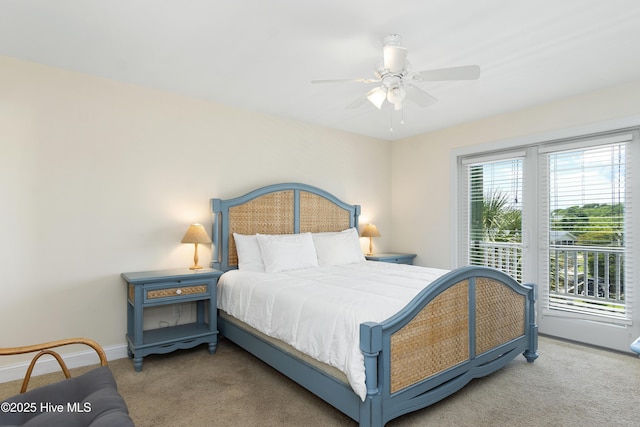 110 Mangrove Blvd, Emerald Isle, NC 28594 - bedroom with carpet, access to outside, and a ceiling fan