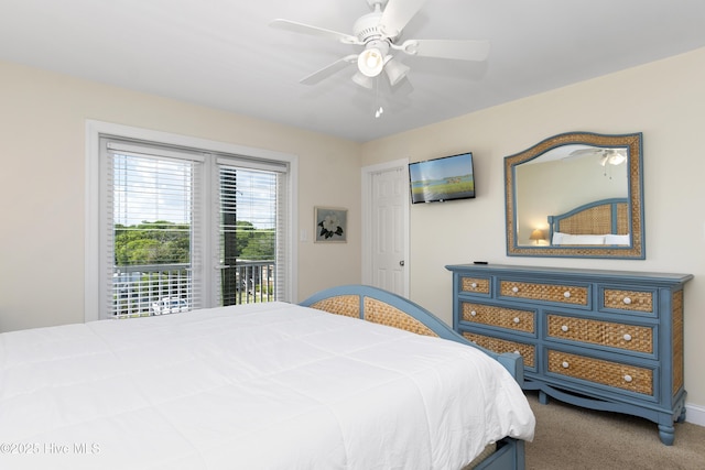110 Mangrove Blvd, Emerald Isle, NC 28594 - bedroom with access to outside, carpet floors, and ceiling fan