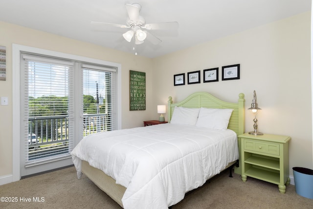110 Mangrove Blvd, Emerald Isle, NC 28594 - bedroom featuring access to exterior, carpet floors, and a ceiling fan