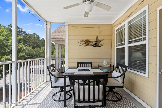 235 Woodlands Way Unit 9, Calabash, NC 28467 - sunroom / solarium featuring a ceiling fan and outdoor dining area
