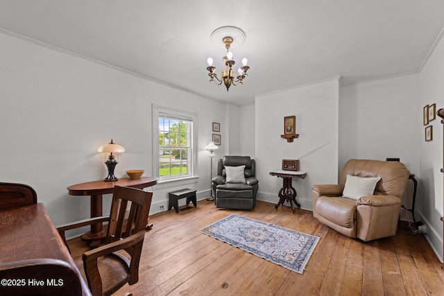 409 Hancock St, New Bern, NC 28560 - home office featuring a chandelier and hardwood / wood-style flooring