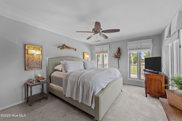 938 E Bayside Dr, Chocowinity, NC 27817 - bedroom with light carpet and ceiling fan