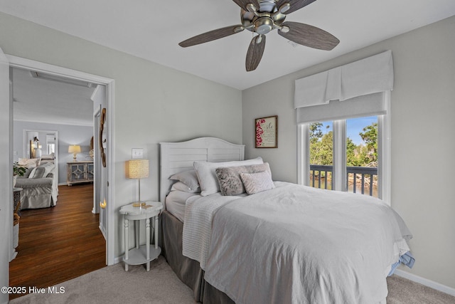 938 E Bayside Dr, Chocowinity, NC 27817 - carpeted bedroom with baseboards and a ceiling fan