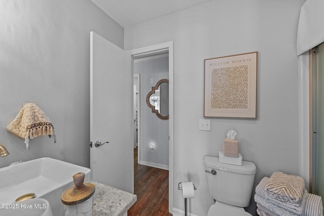 938 E Bayside Dr, Chocowinity, NC 27817 - bathroom with toilet and wood finished floors