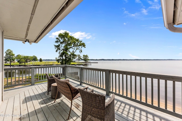 938 E Bayside Dr, Chocowinity, NC 27817 - wooden terrace featuring a water view