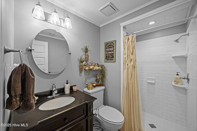 209 E Main St, Washington, NC 27889 - bathroom with vanity, tiled shower, and ornamental molding
