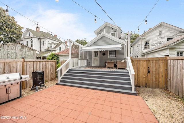 209 E Main St, Washington, NC 27889 - back of property with a wooden deck, a fenced backyard, and outdoor lounge area