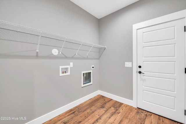 5988 Gray Squirrel Path, Southport, NC 28461 - laundry area with wood finished floors, hookup for an electric dryer, and hookup for a washing machine
