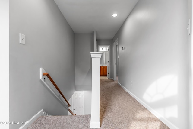 225 Woodshire Dr, Lillington, NC 27546 - hallway featuring an upstairs landing, carpet floors, and recessed lighting