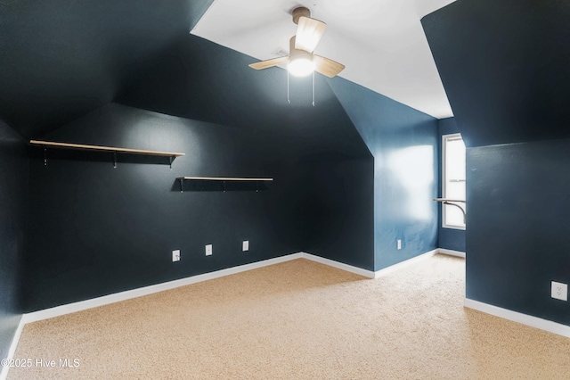 225 Woodshire Dr, Lillington, NC 27546 - bonus room with vaulted ceiling, a ceiling fan, and carpet floors