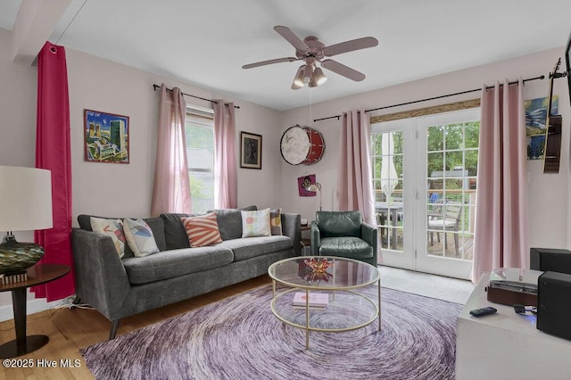 606 Ivey Cir, Wilmington, NC 28401 - living room with a ceiling fan and wood finished floors