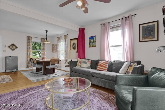 606 Ivey Cir, Wilmington, NC 28401 - living area featuring wood finished floors and ceiling fan