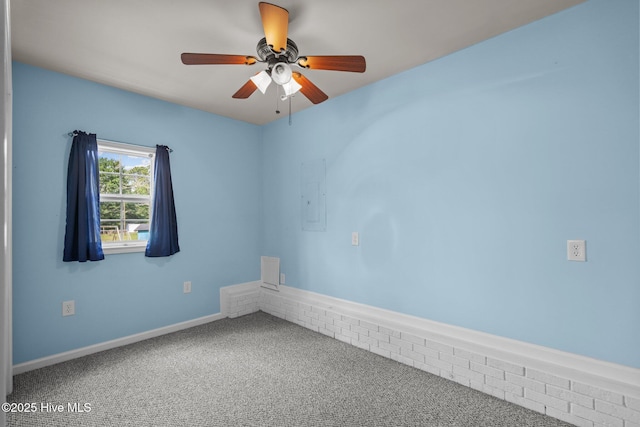 2544 Blake Trl, Wilmington, NC 28409 - spare room with electric panel, carpet, and ceiling fan