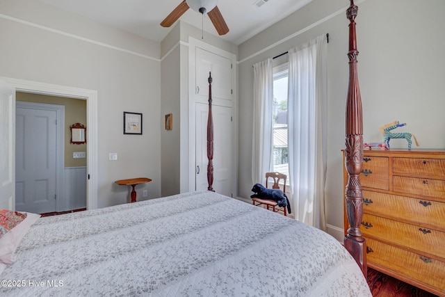 214 Nun St, Wilmington, NC 28401 - bedroom featuring dark wood-style floors and ceiling fan