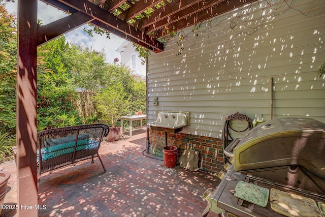 214 Nun St, Wilmington, NC 28401 - view of patio / terrace featuring a grill, outdoor lounge area, and a pergola