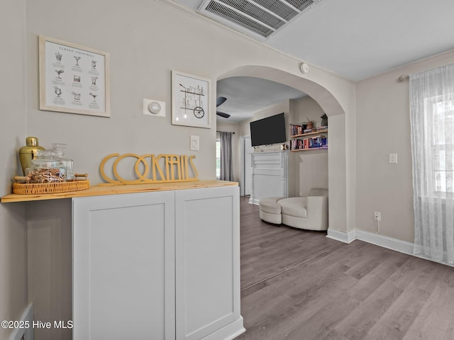579 Hubert Blvd, Hubert, NC 28539 - hall with wood finished floors and arched walkways