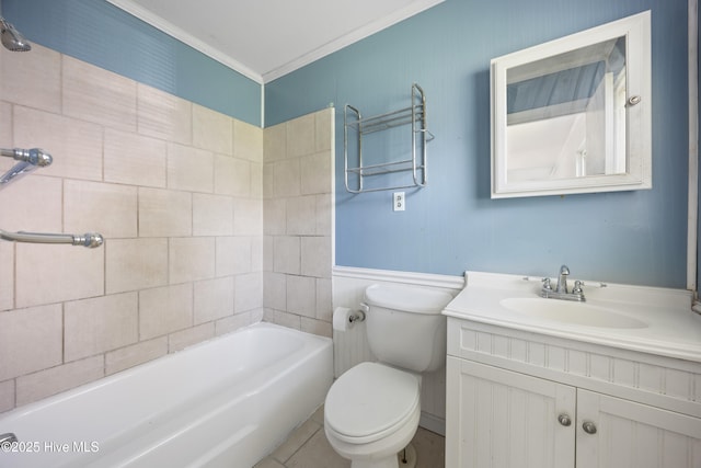 907 Woodruff Ave, Elizabeth City, NC 27909 - full bathroom featuring crown molding, vanity, and bathing tub / shower combination