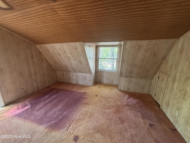 2440 Ocean Sound Cir SW, Supply, NC 28462 - bonus room with wooden ceiling, carpet, vaulted ceiling, and wooden walls