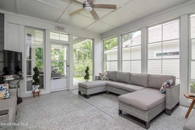 440 Bramble Ln, Clayton, NC 27527 - sunroom with speckle patterned floor and coffered ceiling