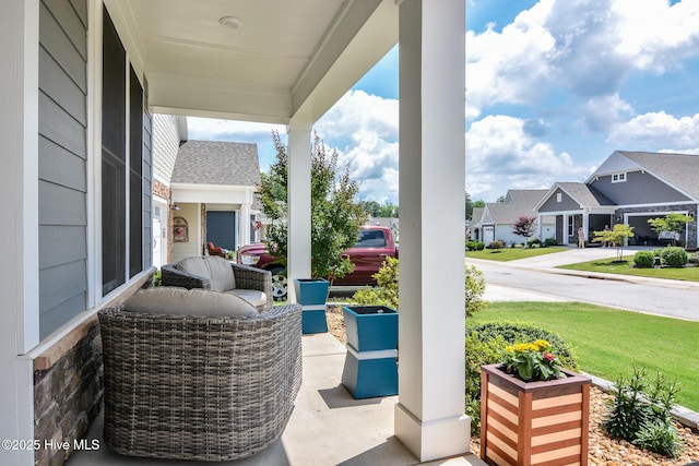440 Bramble Ln, Clayton, NC 27527 - covered porch with a residential view