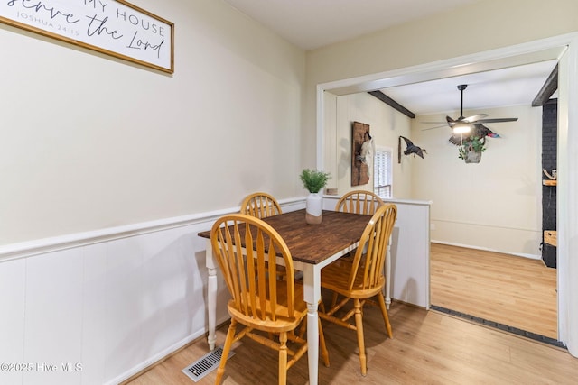 84 White Pine Rd, Lake Waccamaw, NC 28450 - dining area featuring light wood-style floors and a ceiling fan
