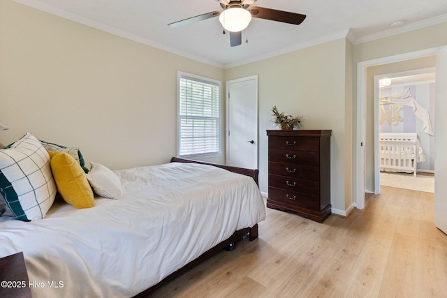 84 White Pine Rd, Lake Waccamaw, NC 28450 - bedroom featuring light wood finished floors, crown molding, and a ceiling fan
