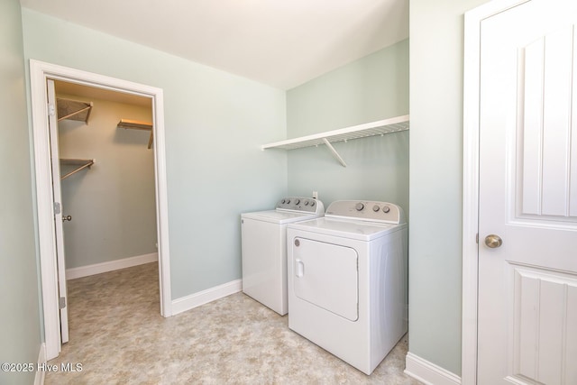 368 Lehigh Rd, Wilmington, NC 28412 - laundry area with washer and clothes dryer and baseboards