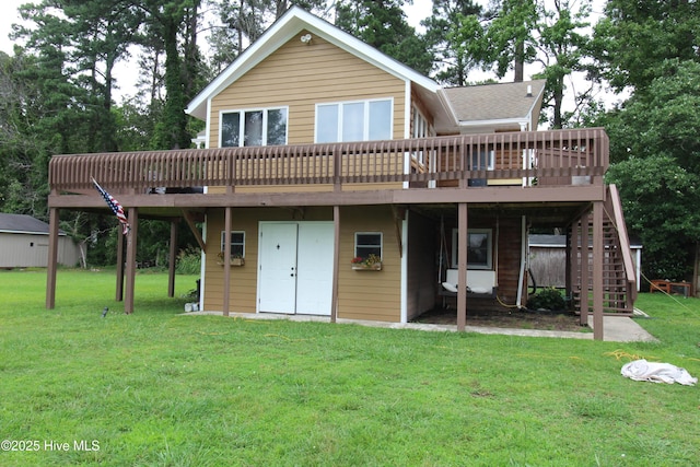 507 Seaview Dr, Edenton, NC 27932 - back of house with a deck, stairs, and a lawn