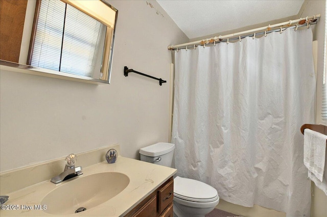 163 NW 9th St, Oak Island, NC 28465 - full bath with vanity, curtained shower, and lofted ceiling