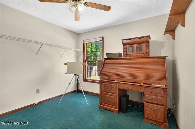 163 NW 9th St, Oak Island, NC 28465 - office with carpet, a ceiling fan, and a textured ceiling