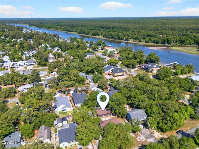163 NW 9th St, Oak Island, NC 28465 - aerial view of property and surrounding area with a nearby body of water and nearby suburban area