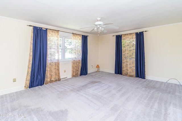 106 E New Hope Rd, Goldsboro, NC 27534 - unfurnished room with ceiling fan, carpet floors, and ornamental molding