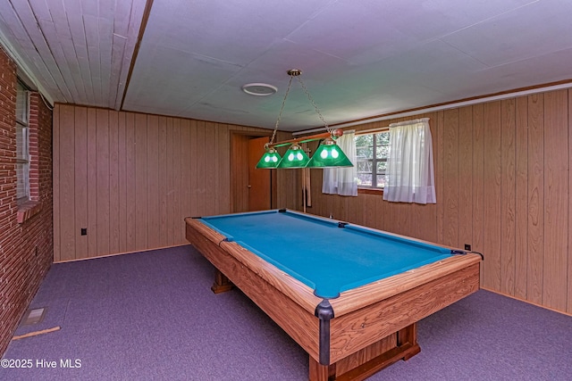 106 E New Hope Rd, Goldsboro, NC 27534 - game room featuring carpet flooring, wooden walls, and pool table