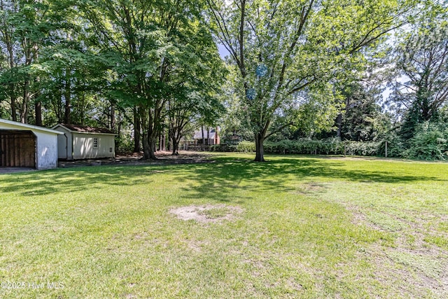 106 E New Hope Rd, Goldsboro, NC 27534 - view of grassy yard with an outbuilding and view of scattered trees